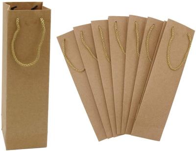 China Recyclable Wholesale Cheap Recycled Twist Handles Wide Bottom Brown Kraft Takeout Bag For Wine for sale