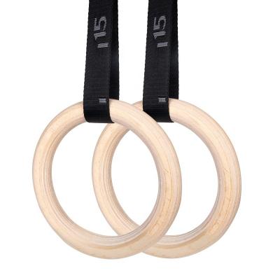 China Morden Bodyweight Workout Training Gym Ring Gymnastic Rings With Nylon Wood Strap, Kids Home Gym Rings for sale