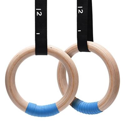 China Morden Gym Equipment Body Training Gym Wedding Rings Exercise and 32mm Wooden Gymnastic Rings Straps with Nylon Straps for sale