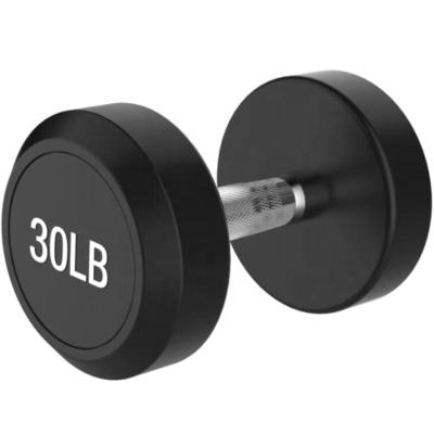 China Modern High Quality Round Head Dumbbell Round Rubber PU Urethane PU Round Head Dumbbells for sale