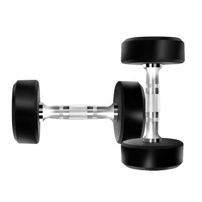 China Modern Wholesale Gym Rubber Coated 2.5 - 50kg Rubber Dumbbells With Round Heads for sale