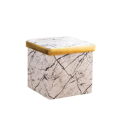 China New Design Marble Sturdy Style Seats Stool Storage Folding Ottoman Storage Stool for sale