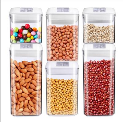 China Sustainable Household Transparent Food Storage Cans Kitchen Food Dry Food Cans Plastic Airtight Grain Storage Bins for sale