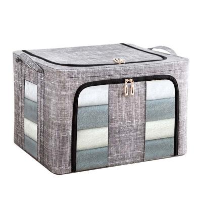 China Art Viable Storage Box Cloth Chest Frame Quilt Nonwoven Folding Steel Nonwoven Storage Box for sale