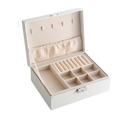 China Sustainable Jewelry Storage Box Double-Layer Ring Necklace Cosmetic Desktop Storage Box for sale