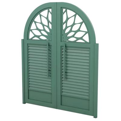 China Waterproof Mediterranean wooden door, American style solid wood curved garden villa, custom painted door for sale