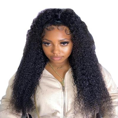 China Hot Sale QYX Curly Hair 13*4 Hair Curly Headband Human Hair Wig Wholesale Price Kinky Curly Curly Lace Headband for sale