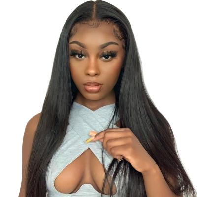 China Hot Sale Silky Straight Wave Brazilian Virgin Hair 150% 180% 210% Density 13*4 Lace Frontal Silky Straight Wave Wigs for sale