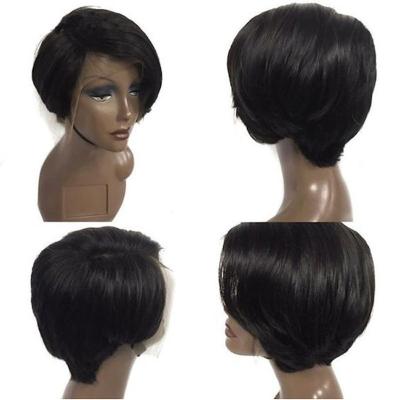 China Bobo Pixie Short Cut 13x4 Wave Silky Straight Lace Front Human Hair Wig for sale