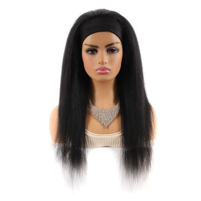 China QYX Silky Straight Hair Fashion Women Black Long Silky Straight Brazilian Hair Wig Virgin Headband Synthetic Wigs for sale