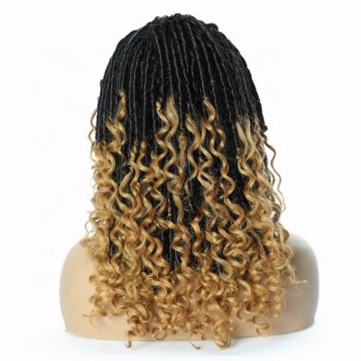 China Goddess Locs Twist Braids Goddess Locs Crochet Braiding With Headband Wig Stunning Honey Blonde Brazilian Hair None Lace Wig for sale