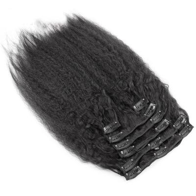 China 100% Hair Clip Ins Curly Straight Hair Extensions, Afro Women Virgin Curly Straight Hair Clips Wholesale Black In 7PCS Per Set 14~24 Inches for sale