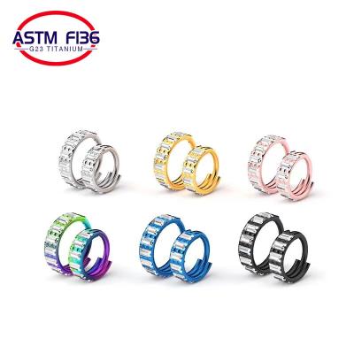 China Wholesale Cute Titanium Ring Set Jewelry Earring Body Belly Button Ring Hinged Fashion Jewelry Plating Zircon Nose Piercing ASTM F136 for sale