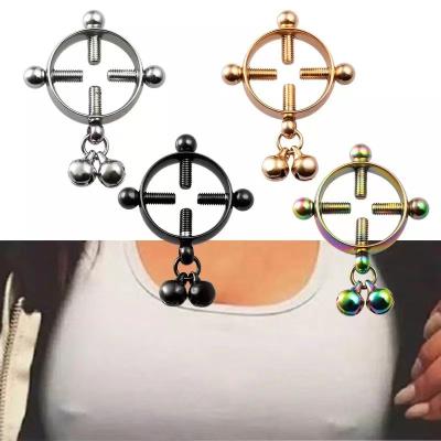 China 1PC Cute Shape Stainless Steel Surgical Women Breast Adjustable Screw Bell Nipple Piercing Body Ring Dangle Jewelry for sale