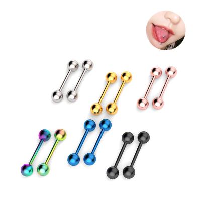 China Wholesale Hiphop Jewelry 316L Stainless Steel Internally Threaded Straight Tongue Ring Barbell Earring Fashion Jewelry for sale