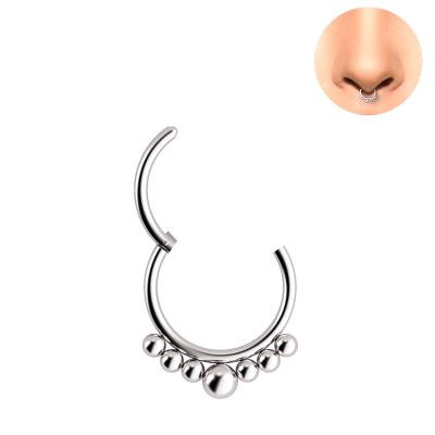 China Hiphop Wholesale 316L Stainless Steel Bead Hinged Nose Ring Body Piercing Clicker Earring Lip Rings Fashion Jewelry Piercing Jewelry for sale