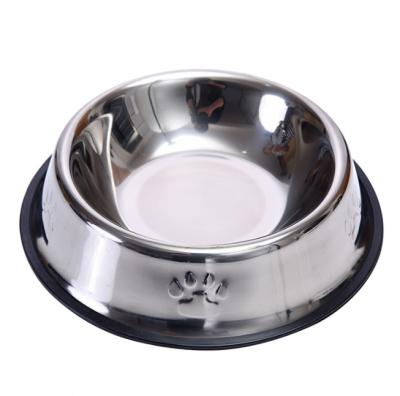 China Dogs Monochrome Multi-size Cat Footprint Stainless Steel Food Bowls Pet Food Bowl for sale