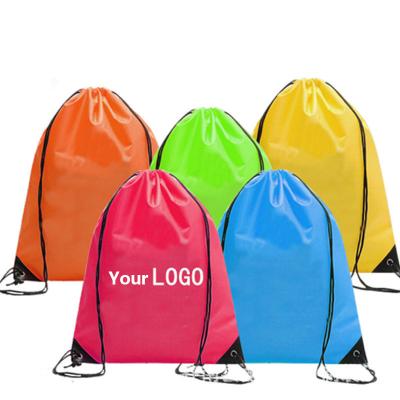 China Custom printing shopping bag promotion gift polyester 210D nylon sublimation pull string drawstring bags for sale