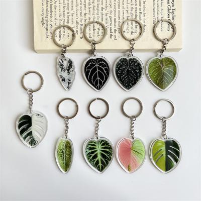 China Hot Custom Shape Plastic Palm Leaf Acrylic Charm Logo Gifts Promotion Sale Plastic Key Chains for sale