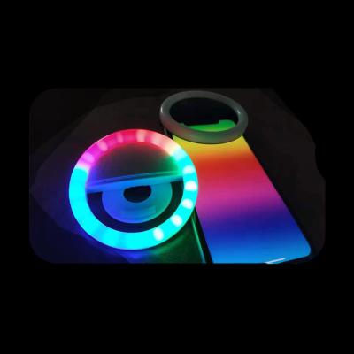 China Mini Custom Logo LED RGB Selfie Phone Ring Light with Tripod Stand for Live Streaming for sale