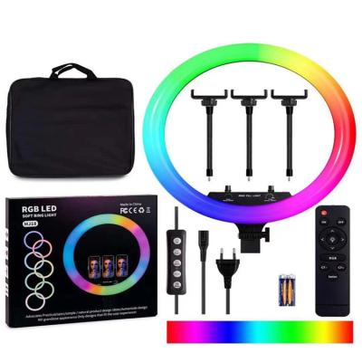 China PORTABLE 18 22 Inch Atmosphere Fill Lighting Live Streaming RGB LED Ringlight with Tripod Phone Holder for sale