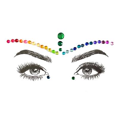 China Temporary Women Diamond Face Crystal Rhinestone Multicolor Custom Sticker For Party for sale