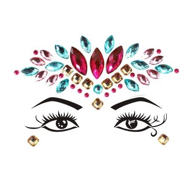 China Easy Custom Jewelry Eye/Face Crystal Gem Rhinestone Makeup Acrylic Sticker for sale