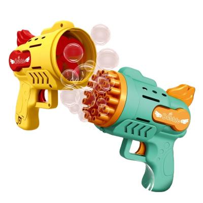 China Fan Model And High Capacity Amazon 2022 Foaming Hot Sales Bubble Beautiful 29 Holes Toy Electric Toy With Fan Function And High Floaming Bubble Outer Gun for sale