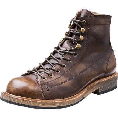 China New Fashion Brown Men's Botanical Hitop Boots Round Tresemme Genuine Leather Martin Cowboy Boots Men for sale