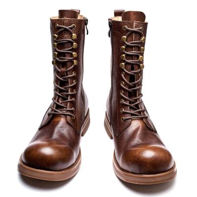 China Factory Low Price Breathable Custom Rubber Roman Boots Men Leather Boots for sale