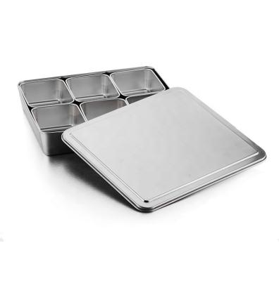 China Rectangle Metal Stainless Steel Salt Sugar Masala Spice Jar Container Storage Seasoning Box Condiment Set for sale