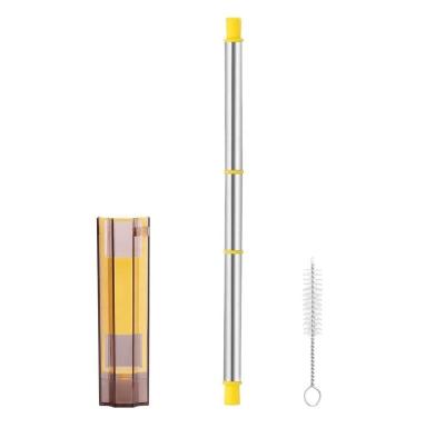 China Viable Stainless Steel Metal Drinking Straw Set With Brush Cleaners Folding Steel for sale