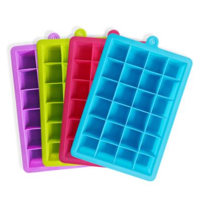 China Viable Color 24 Cavity Silicone Ice Cube Mold Lid Jelly Pudding Maker Mold With Ice Cube Trays Mini Square Silicone Custom Diy Tray for sale