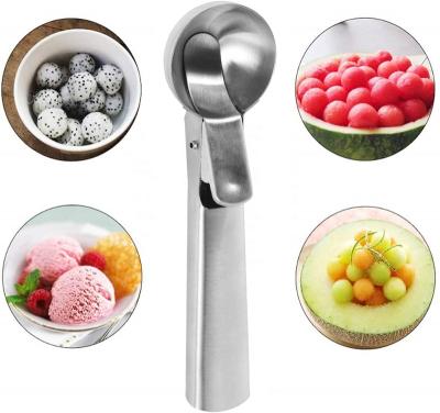 China Small Big Size Stainless Steel Ice Cream Scoop Dipper Watermelon Spoon Viable Ice Cream Scoop For Home Use for sale