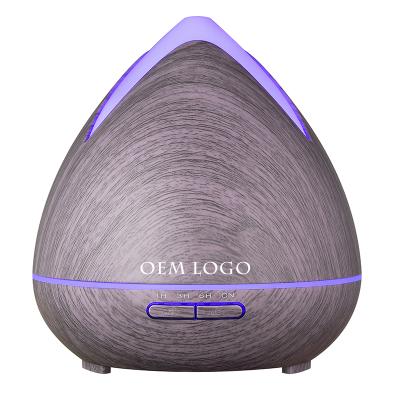 China 400ml Fashion Trend Lavender Essential Oil Air Diffuser Unique Wooden Humidifier Ultrasonic Electric Refresher, with Changing 7 Lights for sale