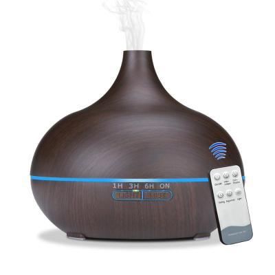 China Electric Light Air Remote Control Humidifier Wood Grain LED Diffuser Wood Grain LED Diffuser Electric Essential Oil Aroma Mist Maker Home Office Bedroom Lobby Hotel 550ml for sale