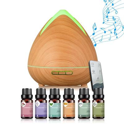 China Hotel wholesales cold wood grain 400ml blueteeth music aroma diffuser ultrasonic essential oil diffuser cold mist with remote control for sale