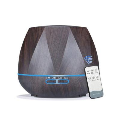 China Wood Grain Unique Home Office Bedroom Lobby Hotel Design 550ml Ultrasonic Remote Control Essential Oils Air Purifier Humidifier Aroma Diffuser with 7 LED Light for sale