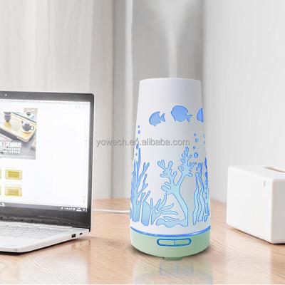 China Unique Design Fish Hotel Ocean Metal Iron Aroma Diffuser Ultrasonic Air Humidifier with LED Light for Baby for sale