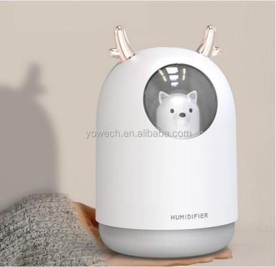 China Household Wholesales Innovative Portable Essential Cute Mini USB Oil Aroma Diffuser Air Humidifier Purifier 300ml Deer Cartoon Night Light for sale