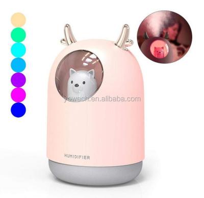 China Hot Sale Cute Home Office Bedroom Lobby Hotel Cartoon Deer Night Light USB Humidifier Aroma Diffuser Essential Oil Diffuser 300ml For Kid baby for sale