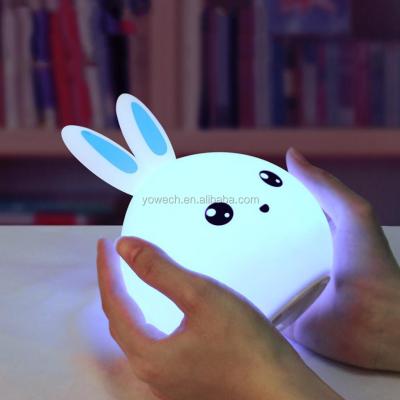 China Cutout Indoor Sensitive Rabbit LED Animal Control Faucet Room Night Light For Baby Child With 7 Warm Colors for sale