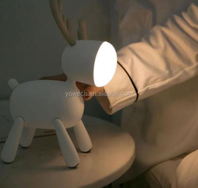 China Indoor Super Cute Soft Glow Deer Cartoon Kids Room Adjustable USB LED Night Light 360 Degree Rotation For Nursery Room Home Bedroom for sale