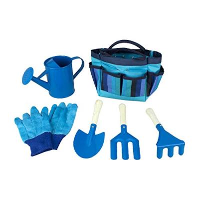 China Amazon Hot Selling Gardening and Customized 6pcs Outdoor Gardening Plant Tool Kit with Carry Bag for Kids (Blue and Pink) for sale