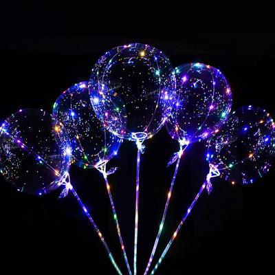 China Promotional High Quality Toy New LED BOBO balloons with sticks-10 color glowing balloons 20 inch transparent house balloon kit for parties for sale