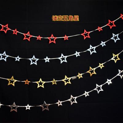 China Modern Mirror Hollowed-out Star Pentagon Curtain Paper Pull Flower String Flower Party Birthday Celebration Hanging Props Hanging Props for sale