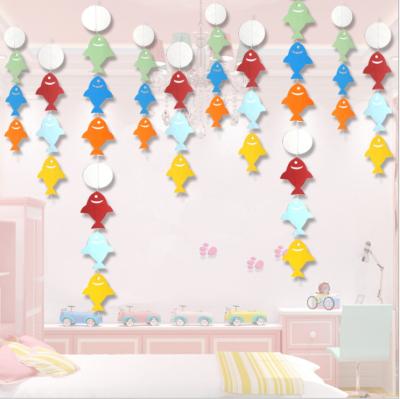 China Modern colorful flower baby pull paper fish first birthday baby background wall decoration for sale