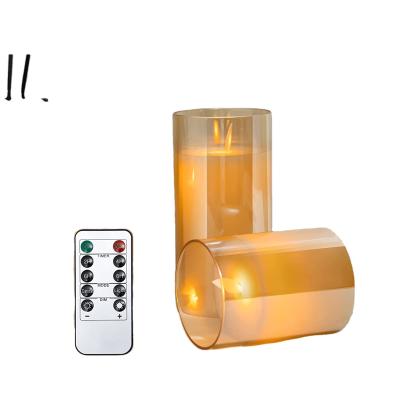 China Flameless LED Flameless Candle with Timer Remote Pack 3 Battery Operated Moving Flame for Indoor and Outdoor Dinner Party Weddings for sale