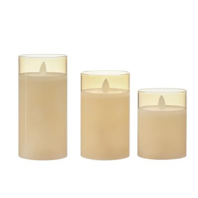 China Birthdays LED Candle Flameless Battery Operated Candle Glass Candle With 3 Timer Remote Control Decorations for sale