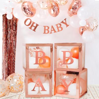 China Transparent Alphabet Recyclable Name Decor Baby Shower Packaging Case Birthday Balloon Box Wedding 1st Birthday Party Decoration for sale